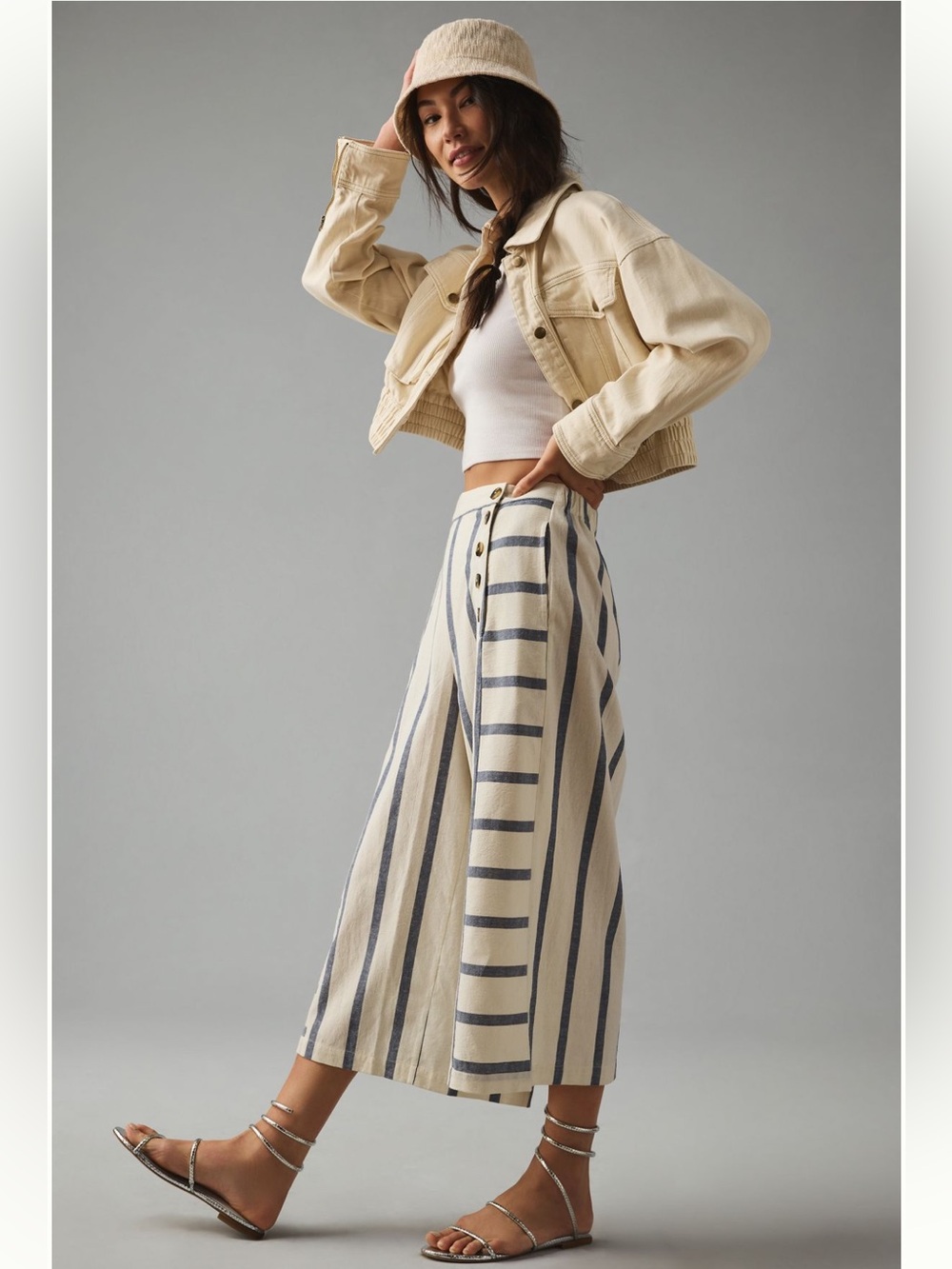 MAEVE ANTHROPOLOGIE Striped Sailor Culotte Pants with Pockets - Picture 5 of 15